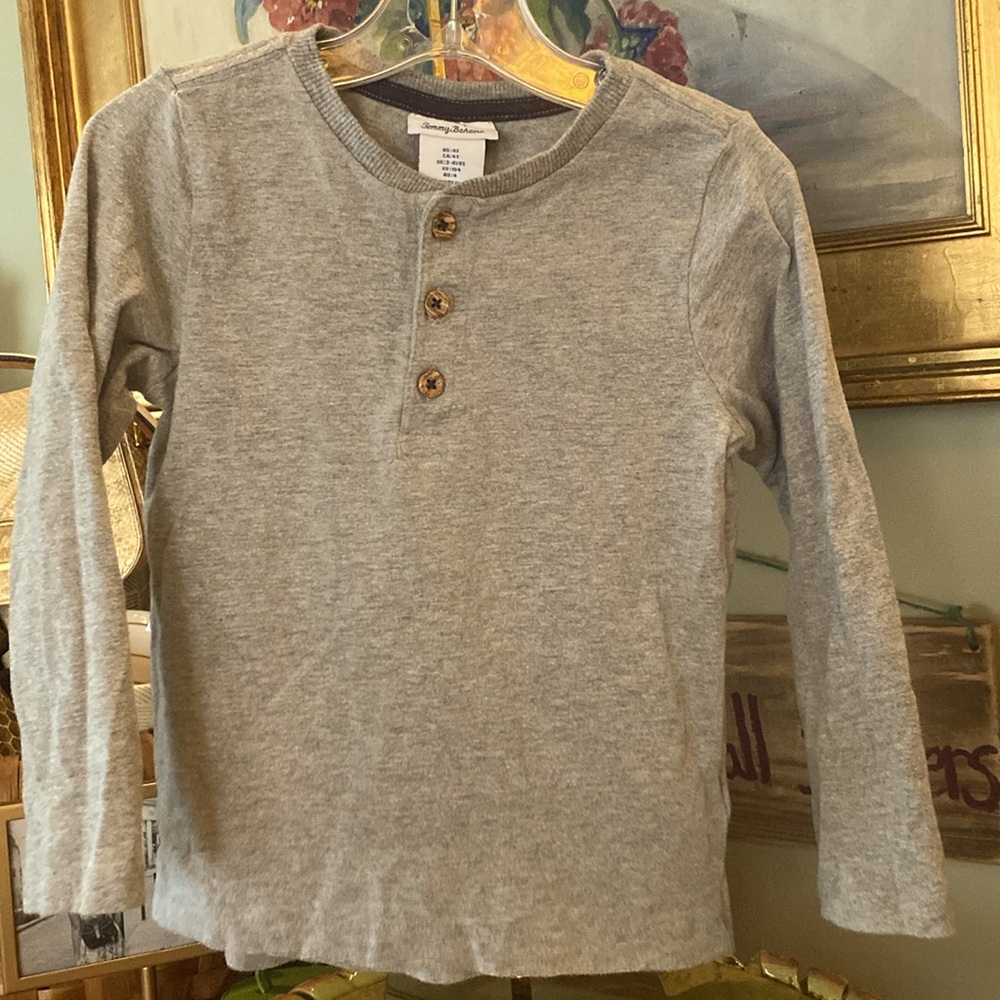 Tommy Bahama Heather Gray Henley 4T Long Sleeve Pullover Soft Shirt
